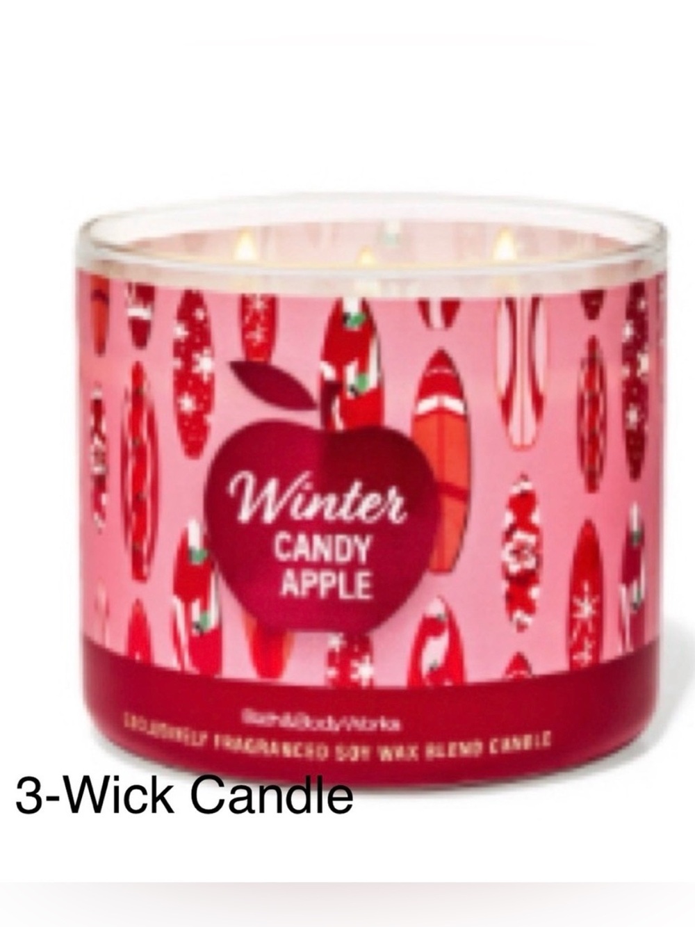 NIB Bath & Body Works “Winter Candy Apple” 3-Wick Candle w Decorative Metal Lid